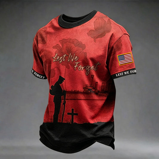 Memorial Day Poppy Print Men's Casual T-Shirt