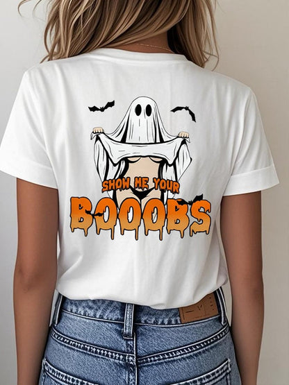 Women's Halloween Show Me Your Boobs Print T-Shirt
