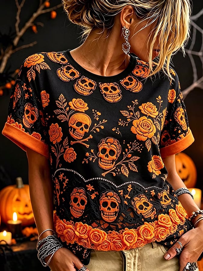 Women'S Casual Halloween Print T-Shirt
