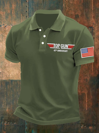 Men's Retro 40th Anniversary Printed Polo Shirt