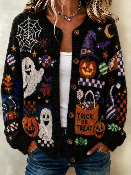 Women's Casual Halloween Knitted Cardigan