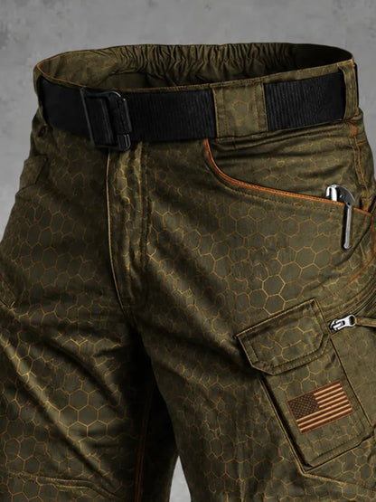 Men's Retro Patriotic Outdoor Multi-Pocket Functional Cargo Shorts