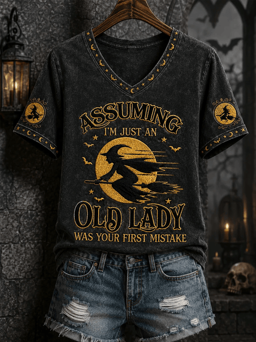 Women's Halloween Witch Printed T-shirt