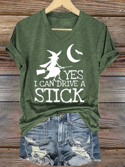 Women's Yes I Can Drive A Stick Print Casual T-Shirt
