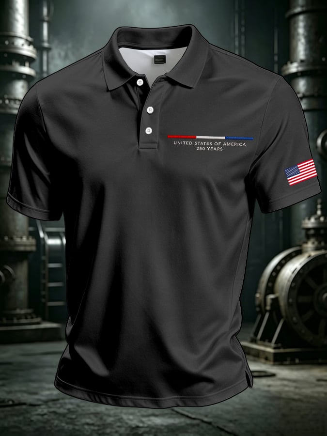 Men's America 250th Anniversary Print Casual Polo Shirt