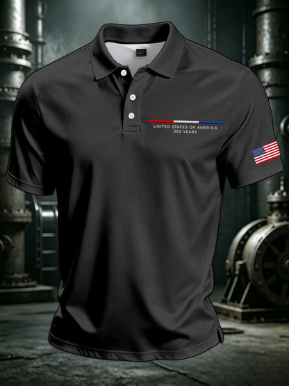 Men's America 250th Anniversary Print Casual Polo Shirt