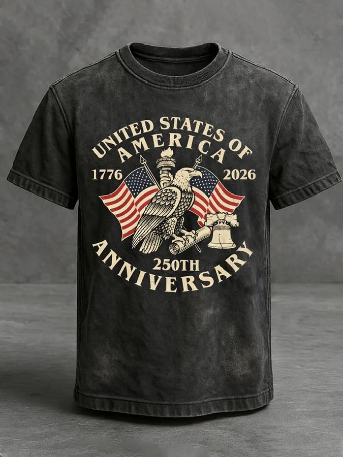 Men's Casual American 250th Anniversary Print T-Shirt