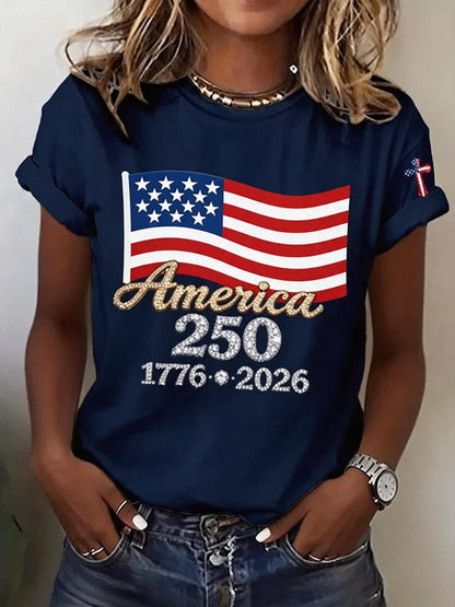 Women'S Independence Day Print Short-Sleeve Top