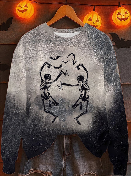 Women's Halloween Skeleton Print Sweatshirt
