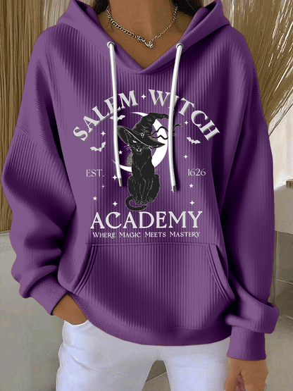 🔥HOT SALE🔥Women's Salem Witch Est. 1626 Academy Where Magic Meets Mastery Print Casual Hooded Sweatshirt