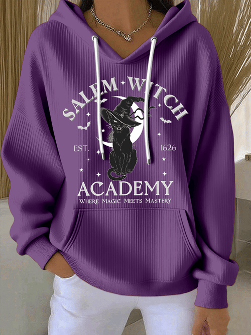 🔥HOT SALE🔥Women's Salem Witch Est. 1626 Academy Where Magic Meets Mastery Print Casual Hooded Sweatshirt