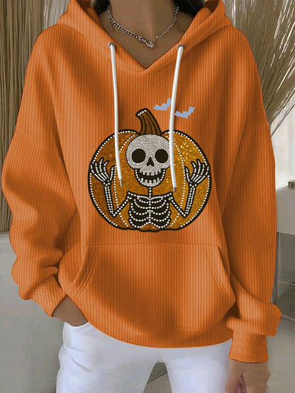 🔥Buy 2 Get 10% Off🔥Women's Halloween Skull Pumpkin Print Casual Sweatshirt