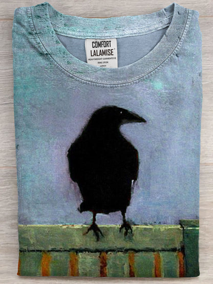 Raven Art Print Casual Short Sleeve T-shirt