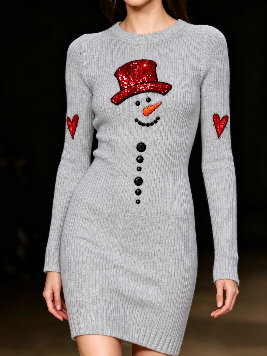 Women's Snowman-Print Knit Dress