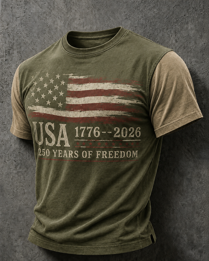 🔥Buy 3 Get 10% Off🔥Men'S Casual American 250Th Anniversary Printed Round Neck Short Sleeved T-Shirt