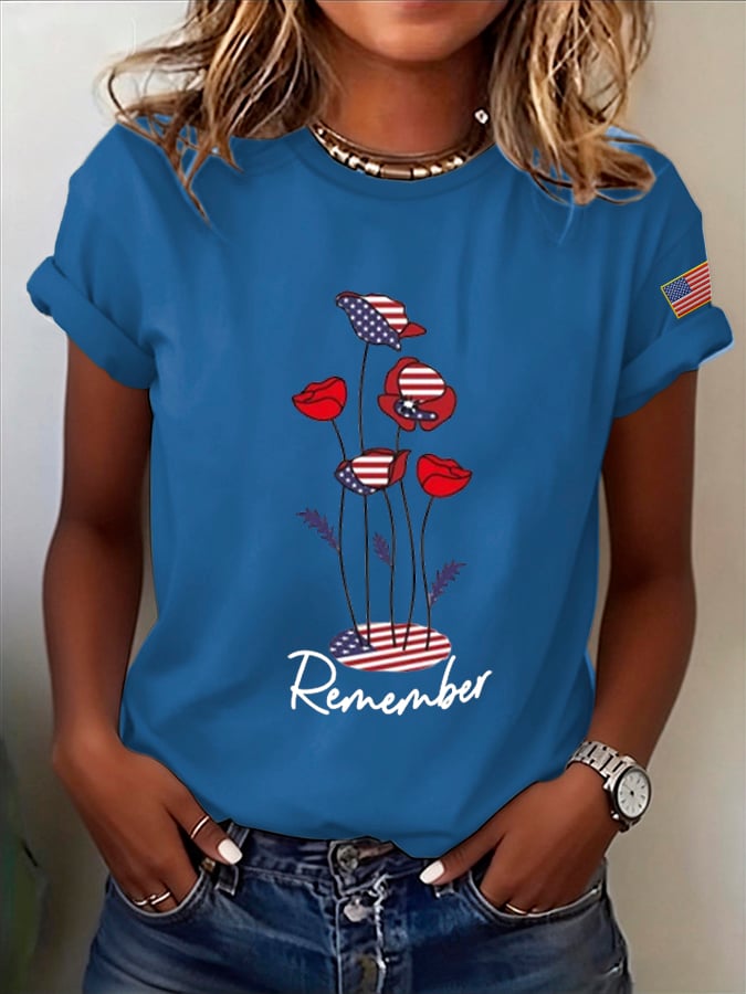 Women's Casual Memorial Day Printed Short-Sleeve T-Shirt