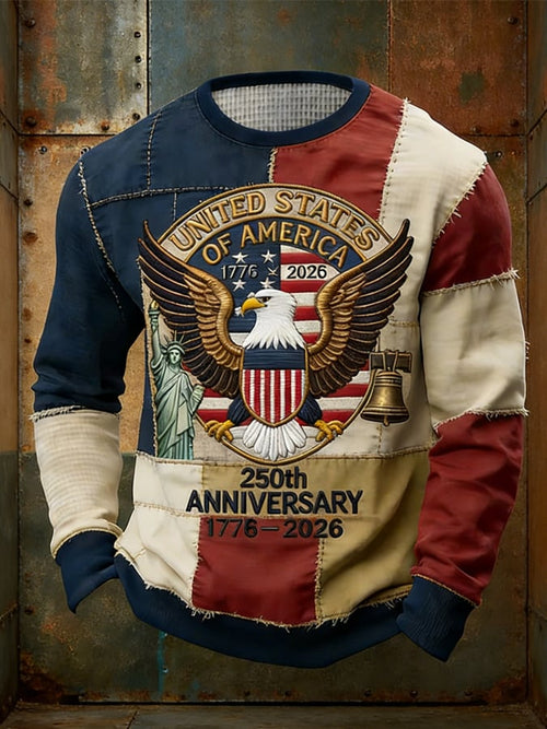 Men'S Casual T-Shirt With American 250th Anniversary Print