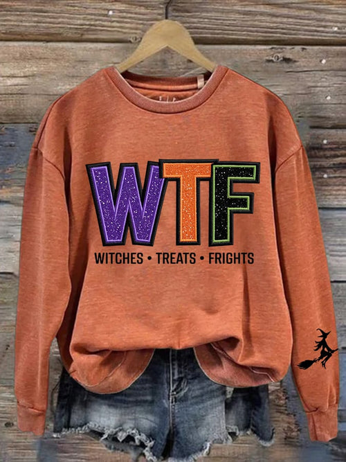 🔥HOT SALE🔥Women's WTF Witches Treats Frights Printed Sweatshirt