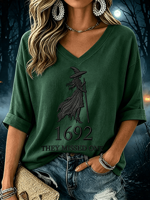 Women's 1692 They Missed One Witch Print Vintage T-Shirt
