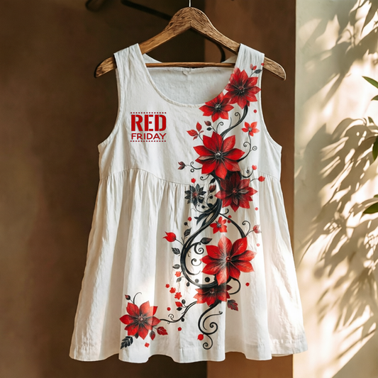 Women's "Red Friday" Poppy Art Print Vest