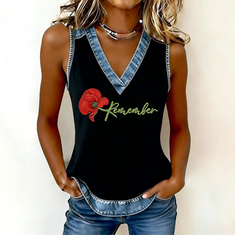 Women's Memorial Day Poppy Printed Tank Top