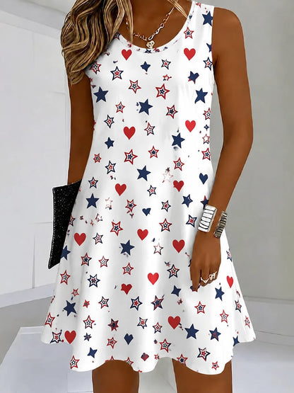 Women's 250th Anniversary Star and Heart Digital Print Dress