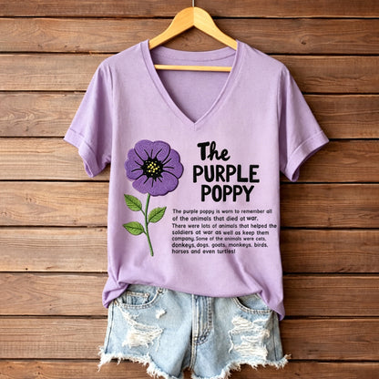 Women's Memorial Day Poppy Art Printed T-Shirt