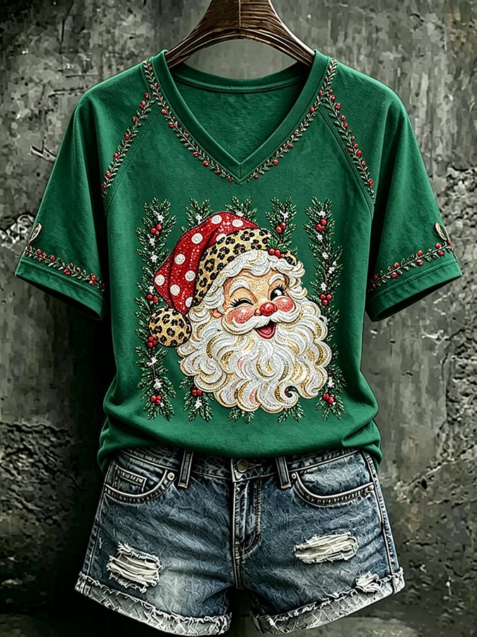 Women's Retro Christmas Print Top