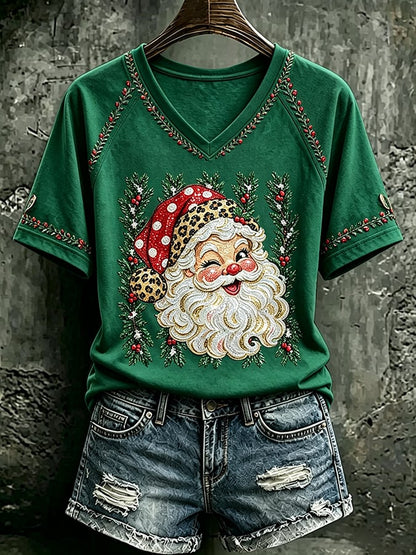 Women's Retro Christmas Print Top