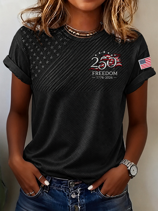 Women'S  America Flag Printed Casual T-Shirt