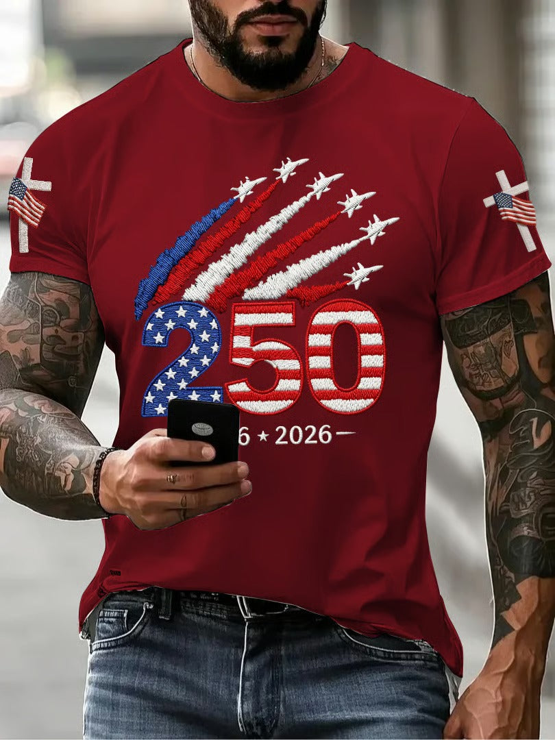 🔥Buy 3 Get 10% Off🔥Men's 250Th Anniversary Printed Round Neck Short Sleeve T-Shirt From The United States