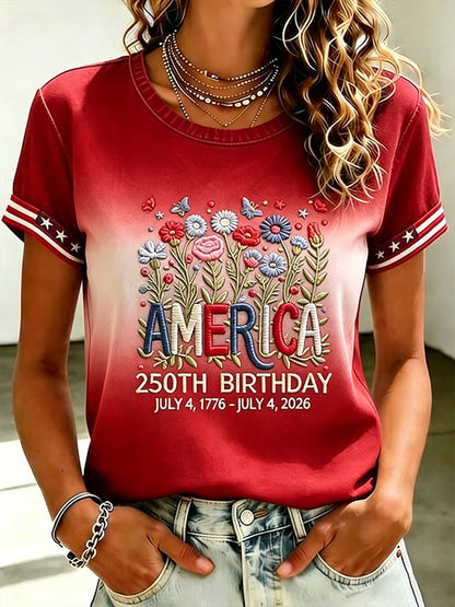 Women's 250th Anniversary  Flower Art  Print Top