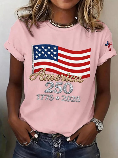 Women'S Independence Day Print Short-Sleeve Top