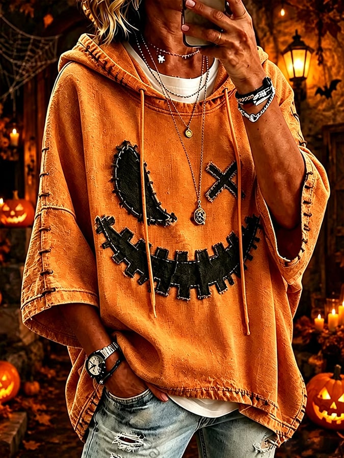 Women's Halloween Scary Pumpkin Face Art Print Hooded Sweatshirt