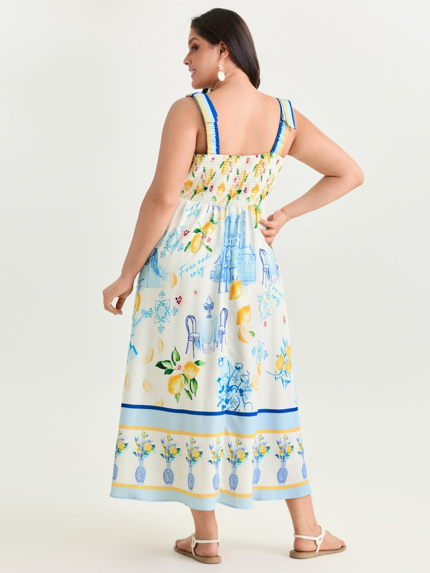 European Summer Print Pockets Maxi Dress