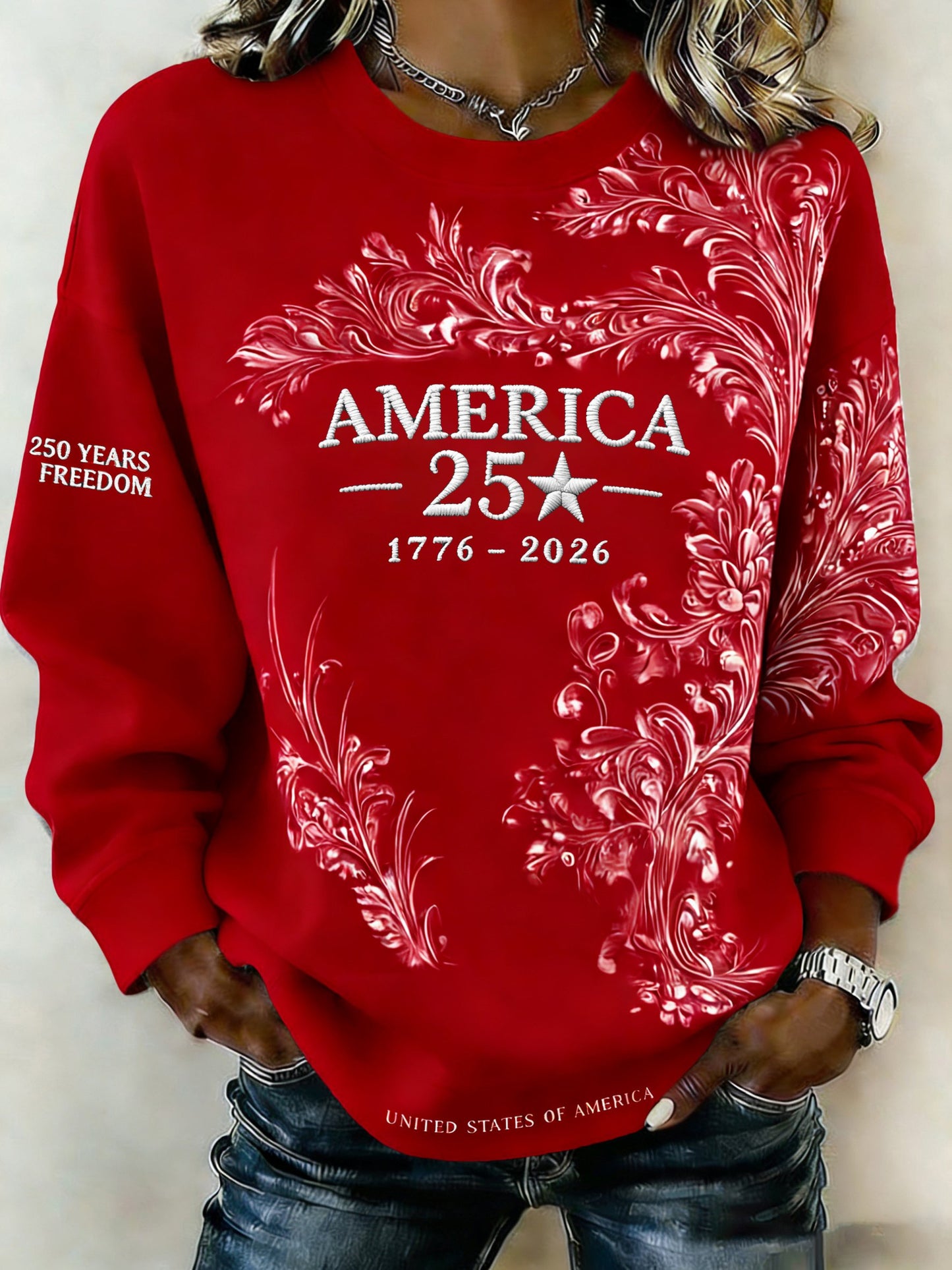 Women'S Casual American 250th Anniversary Printed Sweatshirt
