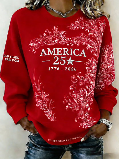 Women'S Casual American 250th Anniversary Printed Sweatshirt