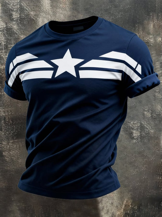 Men's Retro Patriot Camouflage Patchwork T-shirt