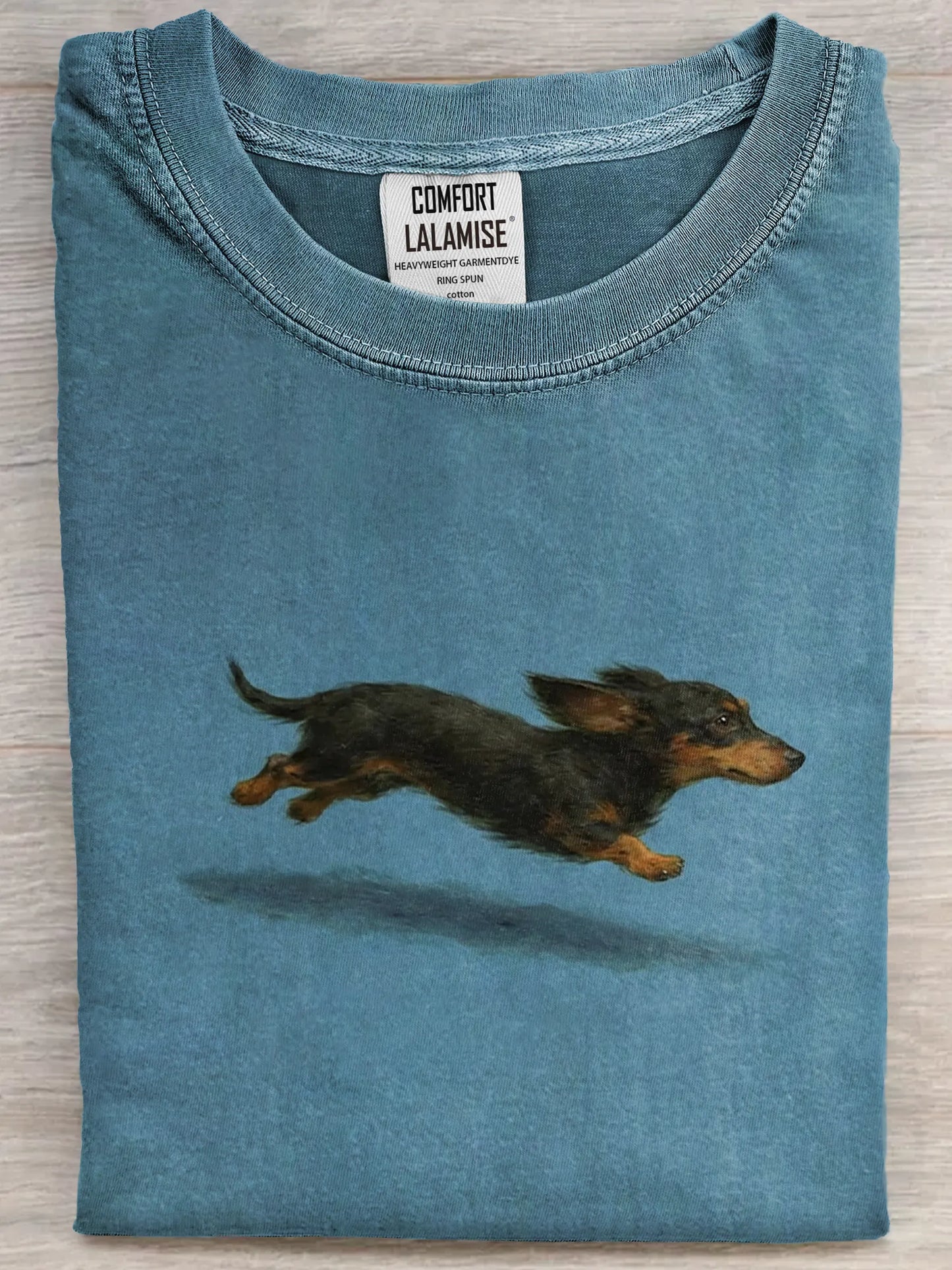 Funny Retro Cute Running Dog Art Print Casual Cotton Short Sleeve T-shirt