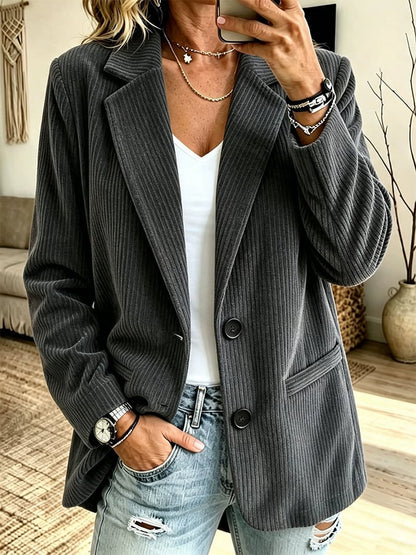 Women's Solid-Color Corduroy Casual Blazer