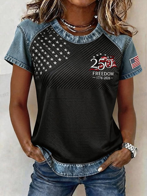 Women'S Independence Day Print Short-Sleeve Top