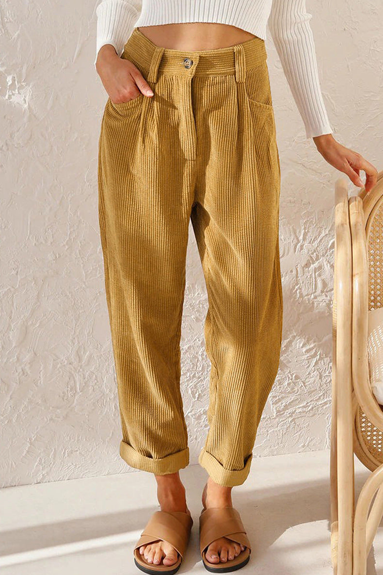 Women'S Corduroy Loose Straight Trousers