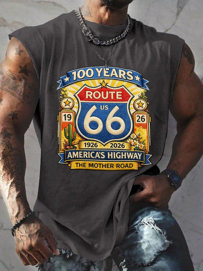 Men's Route 66 Centennial Mother Road Printed Casual T-shirt