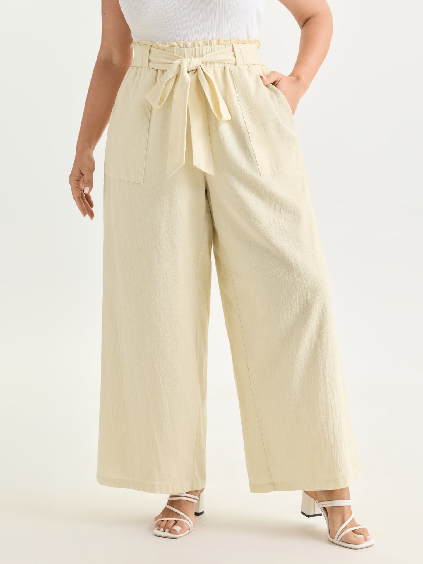 Cotton Waist-Tie Shirred Breezy Pants