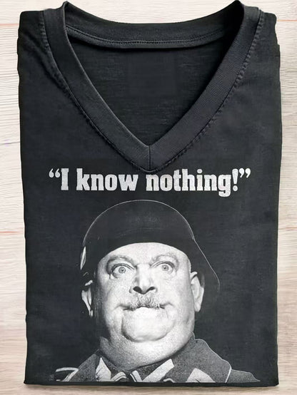 I Know Nothing Art Print Casual Cotton Short Sleeve T-shirt