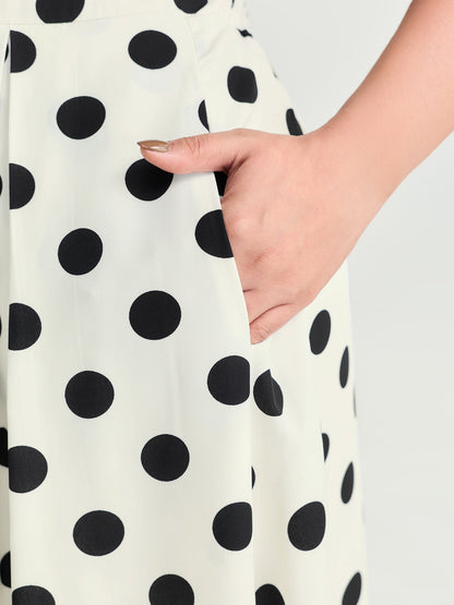 Polka Dot Charm Off-Shoulder Midi Dress