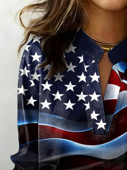 Women's Retro National Flag Print Art Shirt
