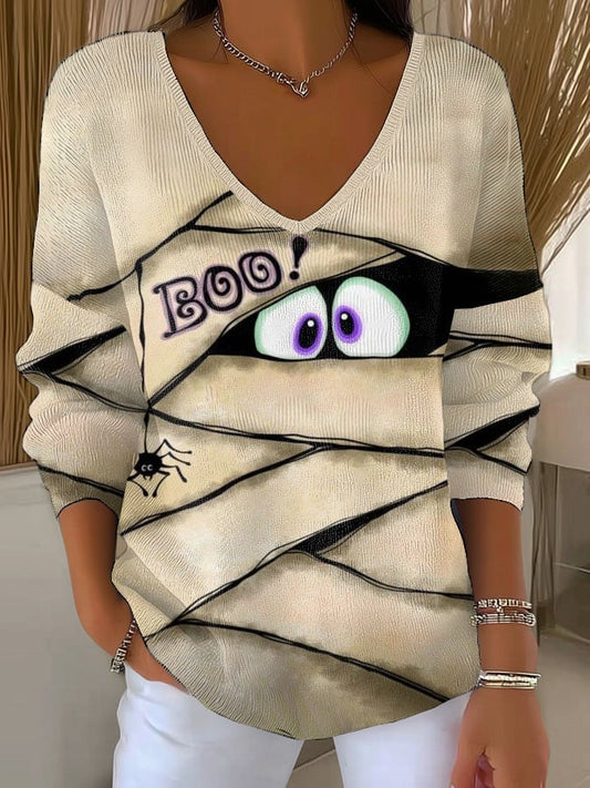 🔥Buy 2 Get 10% Off🔥Women'S Retro Halloween Peek Monster Print T-Shirt