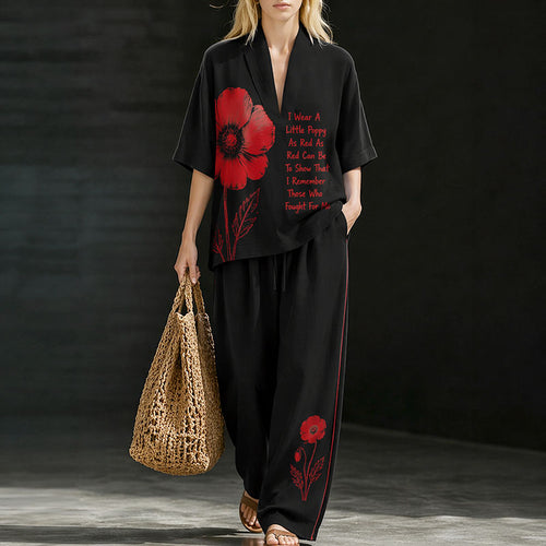 Women’s Black Red Friday Poppy Gradient Two-Piece Set