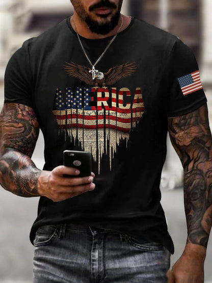 Men's Casual 250th Anniversary Commemorative National Flag T-shirt